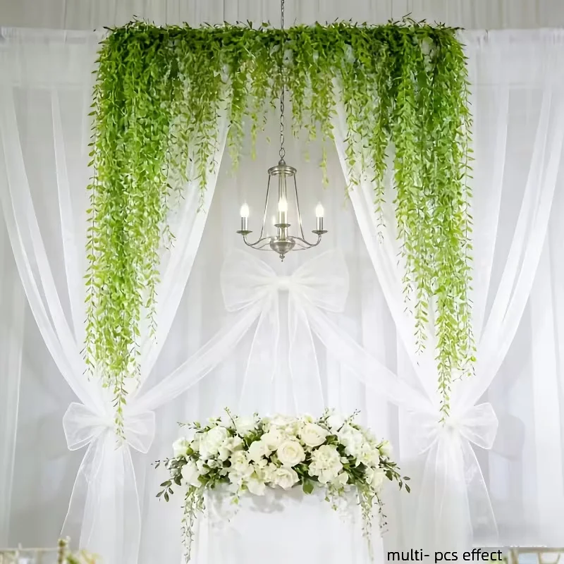 10 Stück Frühlings-Simulationsweidenzweige Künstliche Grüne Hängepflanzen für Außendekoration Elegante Romantische Künstliche Weidenzweige – Detail 2