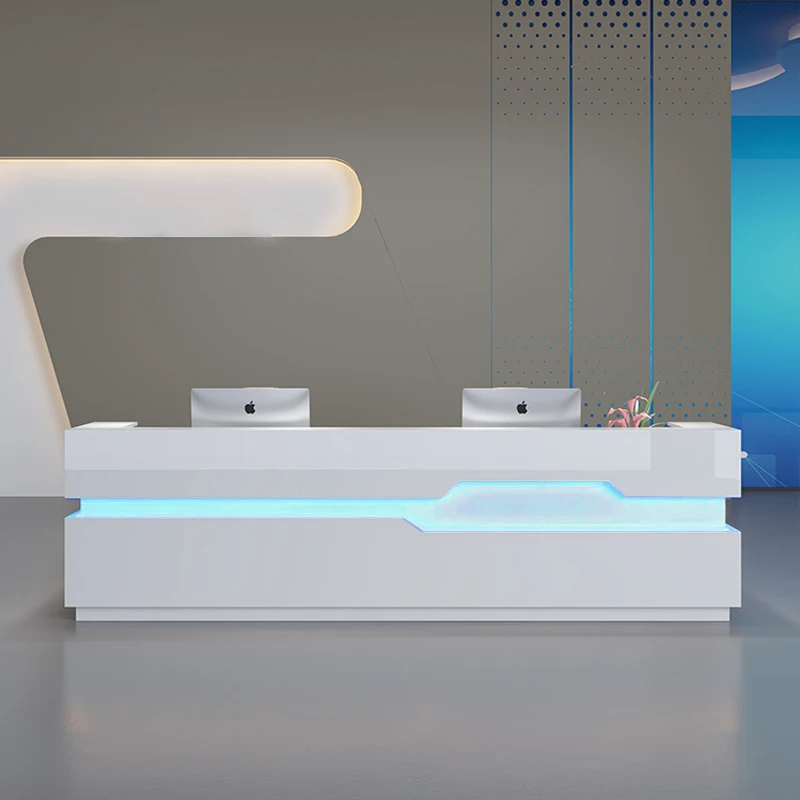 

QTZ08 Reception Counter Desks Beauty Salon Office Furniture Luxury Wood Modern Office Counter Table Wood Reception Desks