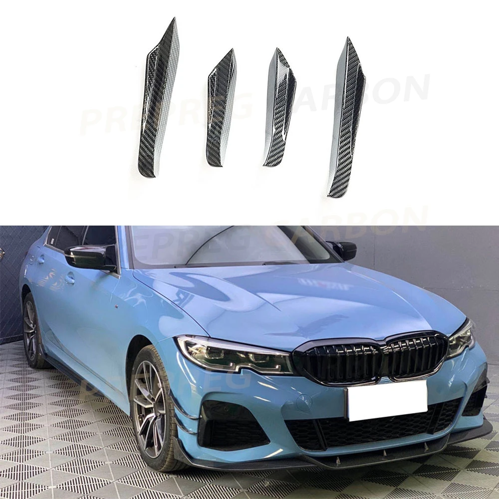 

Prepreg Dry Carbon Front Bumper Side Canards Bumper Fins Trims Winglet For BMW 3 Series G20 325i 2019 2020 Car Styling Body Kits