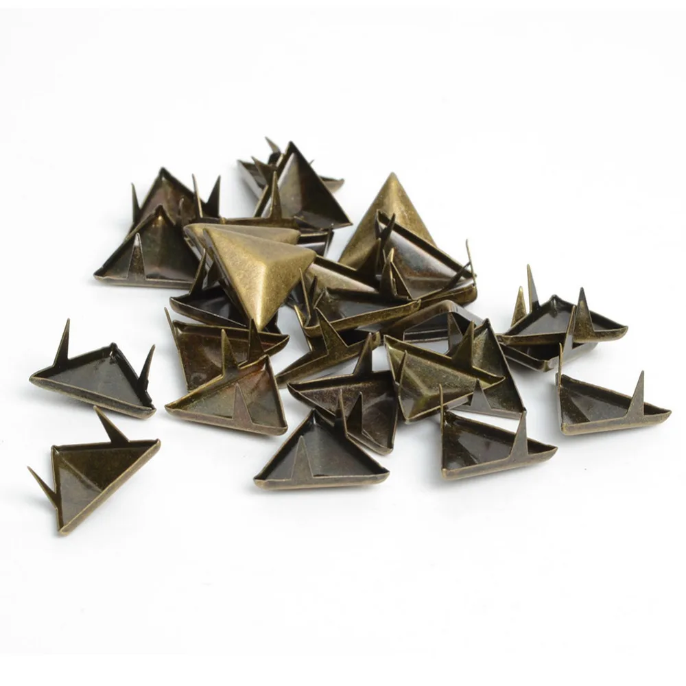 Antique Bronze Triangle Metal Studs Rivet, Punk Jewelry,Shoes,Bags, Belt Cap Clothes, Garment Sewing Rivet, DIY, 100Pcs, 14mm