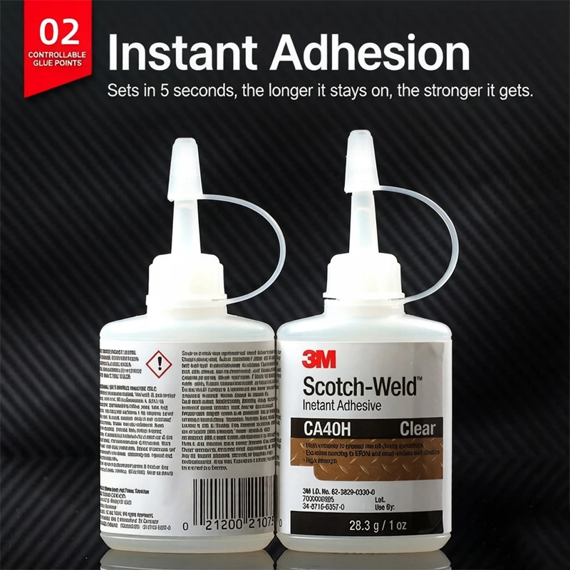 3M CA40H Scotch-Weld Instant Adhesive 1 fl oz Clear Cyanoacrylate Super Glue Fast Setting Panel Bonding