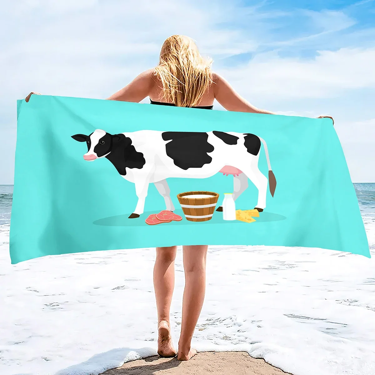 

Cow Print Microfiber Sand Free Beach Towel Quick Dry Super Absorbent Lightweight Thin Towel Pool Swimming Bath Yoga Gym Sports