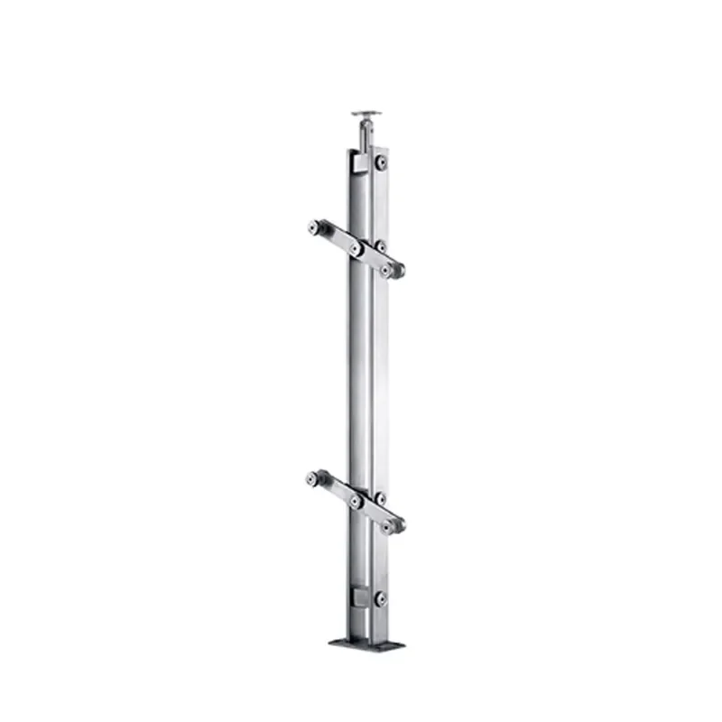 Custom Modern Glass Railings Handrails Mirror Polished Stainless Steel Columns 90 Degree Angle Glass Fixtures Mounting Plates