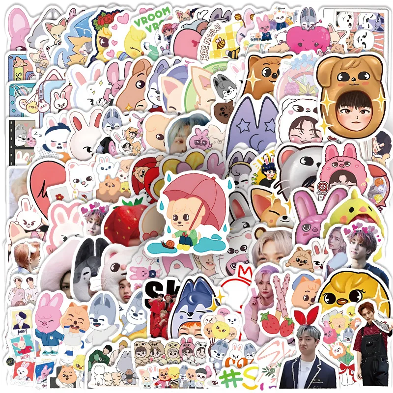 52/104 szt. naklejek z kreskówkowymi zwierzętami SKZOO, naklejki z gwiazdami, gadżety Stray Kids, kreatywne naklejki DIY do dekoracji notatników i dzienników.