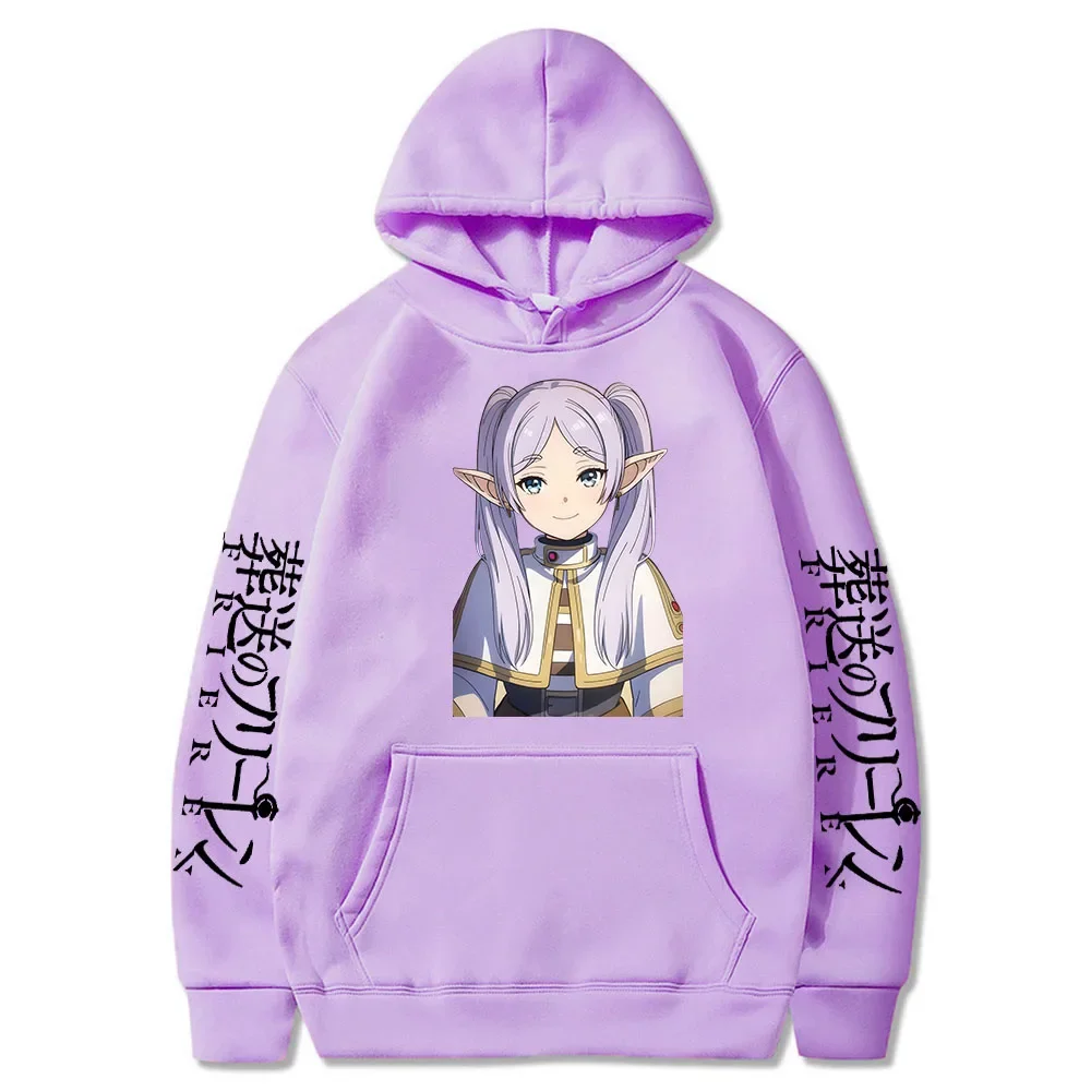 Japan Anime Frieren Beyond Journey\'s End Hoodies Cute Frieren Hooded Pullover Casual Fleece Long Sleeve Plus Size Sweatshirts