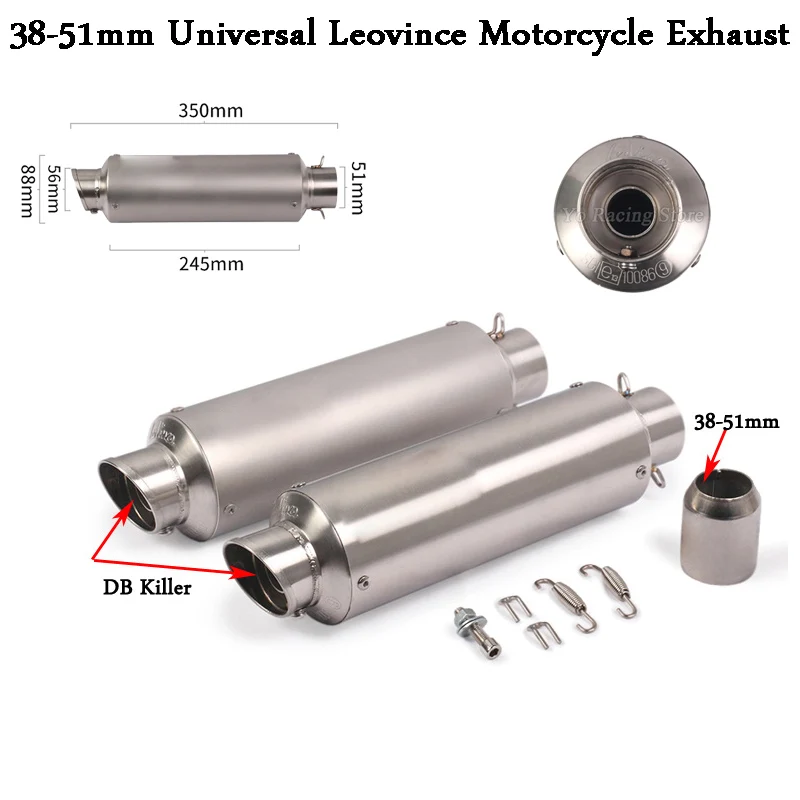 

51mm Universal Motorcycle Exhaust Escape Modify Leovince Moto Muffler DB Killer For ZX6R MT03 MT07 NC700 KTM390 R1 Echappement