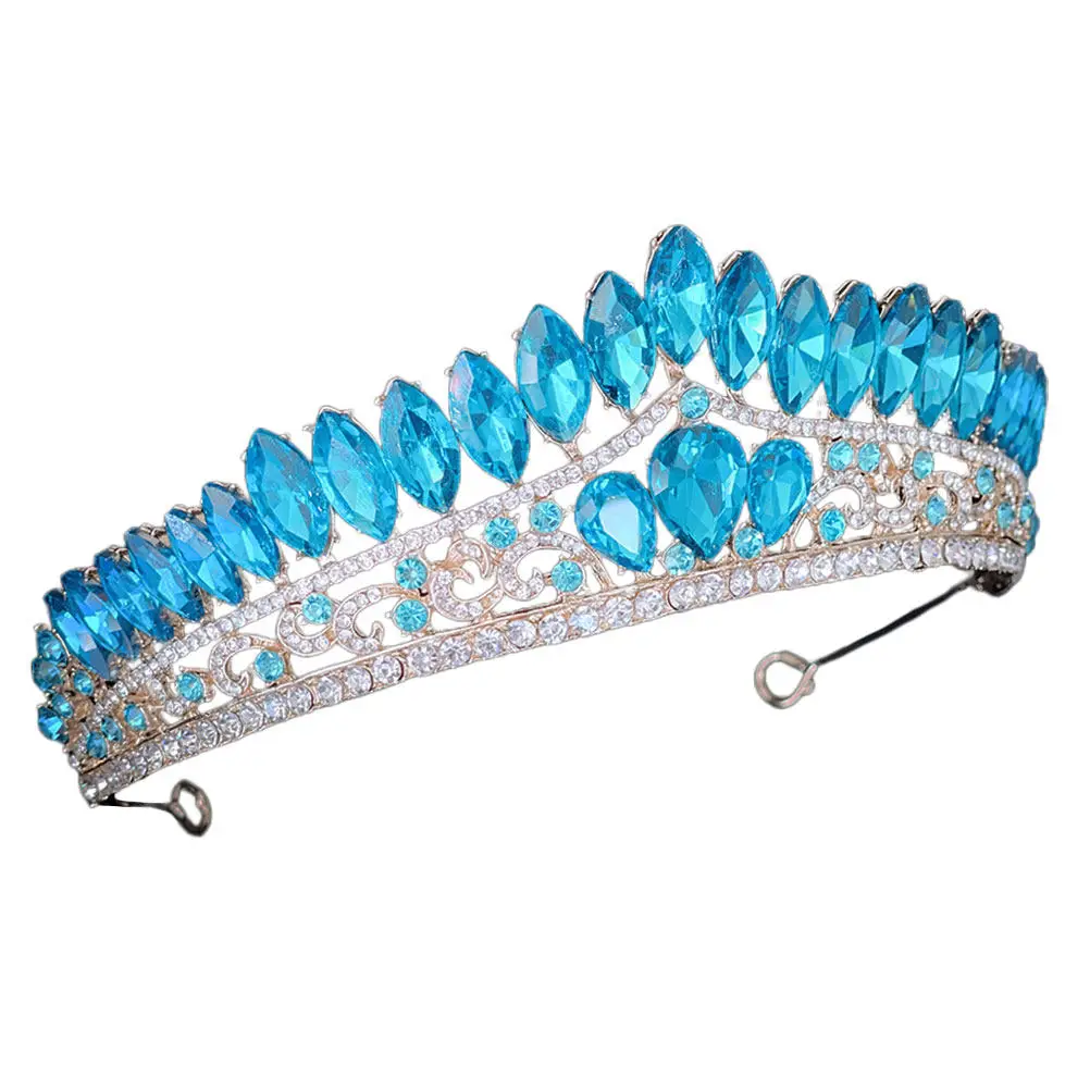 Rhinestone Crown Water Drill Tiara Bridal Headpiece Wedding Birthday Party Headband Hair Accessory Elegant Sparkling