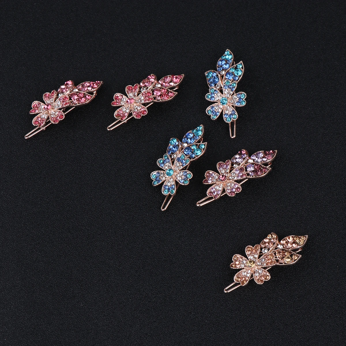 

6 Pcs Hairpin Clip Party Accessories Clips for Women Barrettes Rhinestones Snap Flower Jewelry