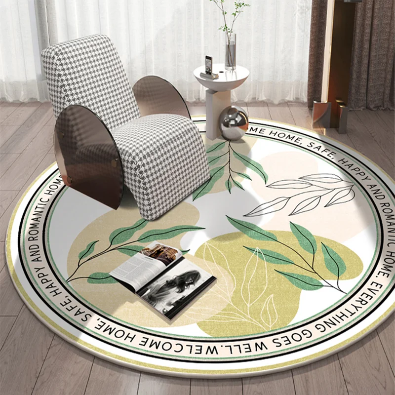 Nordic Modern Plant Flower Carpet Living Room Study Round Rugs Computer Chair Swing Chair Non-slip Rug Dresser Entry Porch Mat