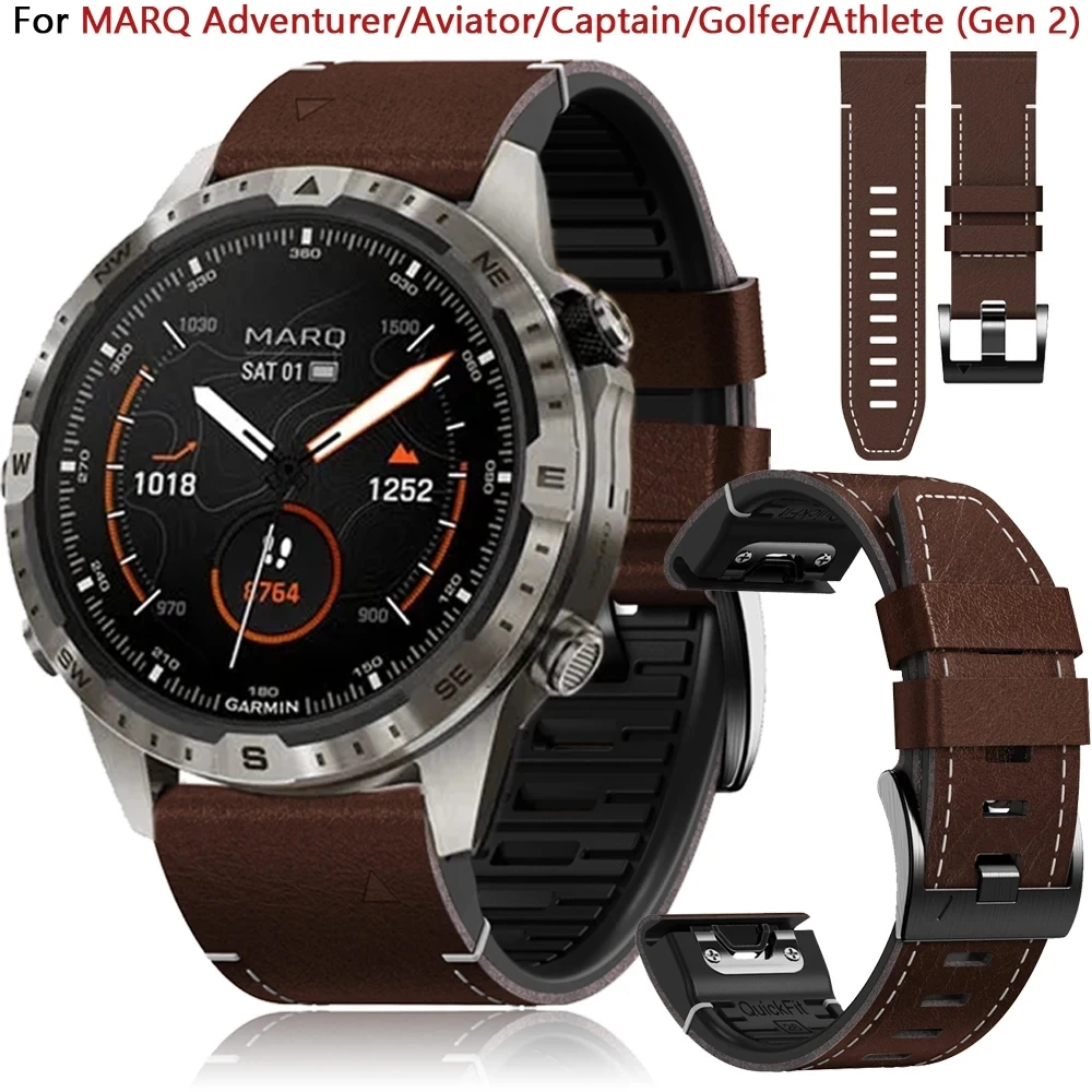 Quick Release 22/26mm PU Leather+Silicone Strap For Garmin Forerunner 955 945 Instinct Marq Epix Gen 2 Descent G1 Band Bracelets