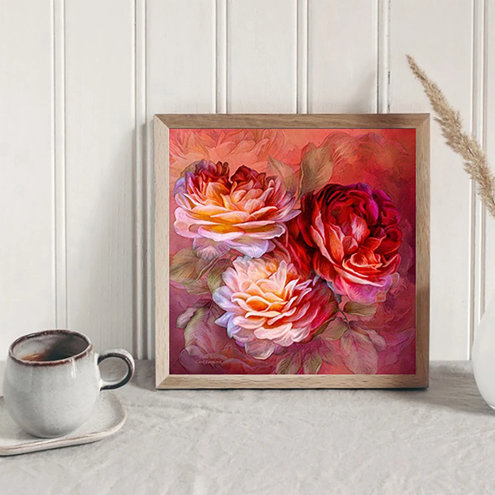 

DIY Diamond Painting Rose Art, Diamond Embroidery Flower, Full Drill, Cross Stitch for Room, Wall Decor, Handwork Gift, 5D