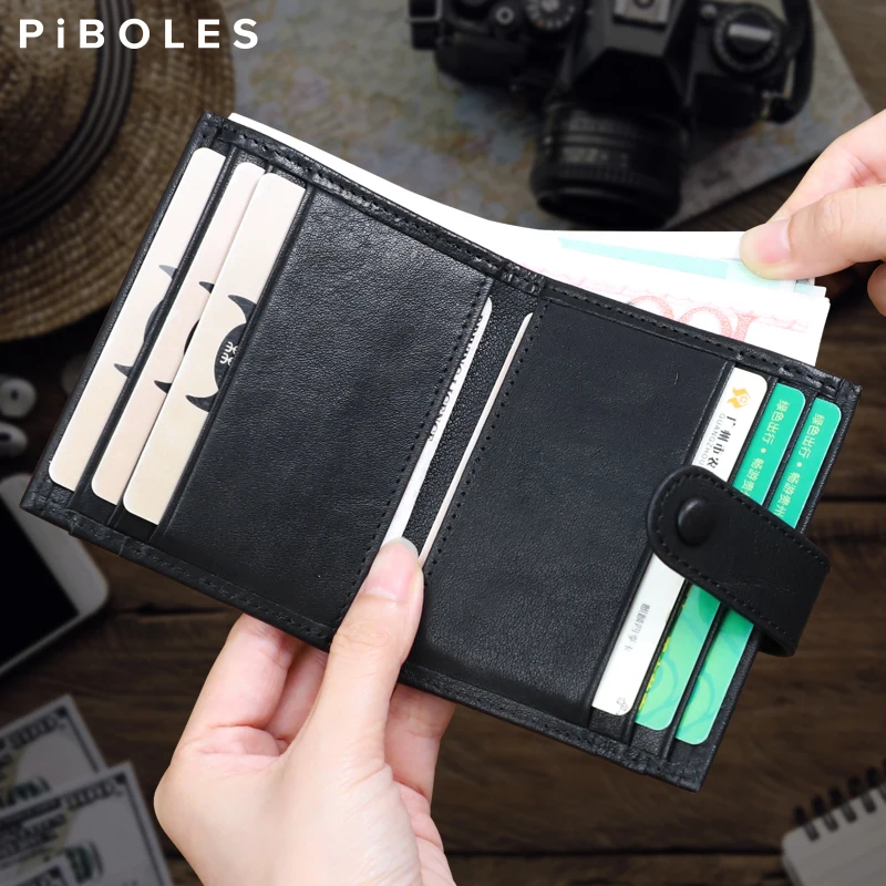 

Simplified Genuine Leather Short Wallet Small Driver's License Card Bag Purse Soft Leather Card Holder Wallet Money Bag
