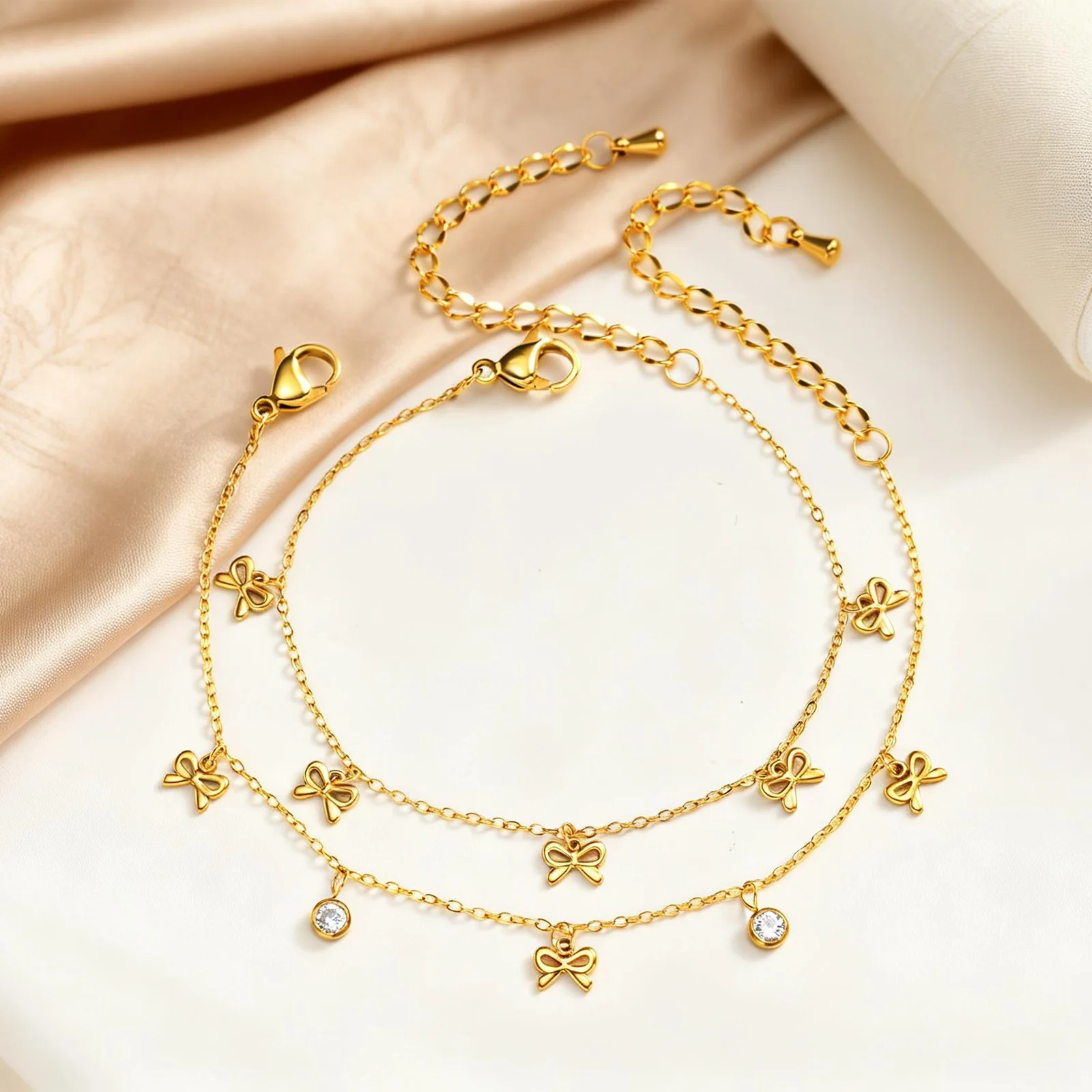 

Vnox Trendy Inlay AAA CZ Zircon Flat Cross Charm Bracelets for Women Gold Color Cute Bow Braclet Jewelry Femme Bijoux