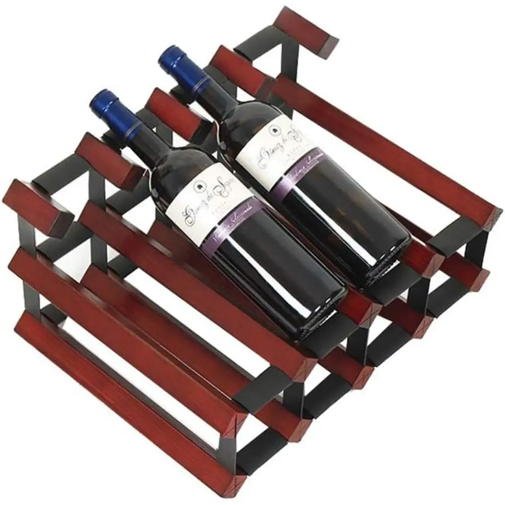 

Подставка для вина из массива дерева на 8 бутылок - напольная барная стойка красного цвета