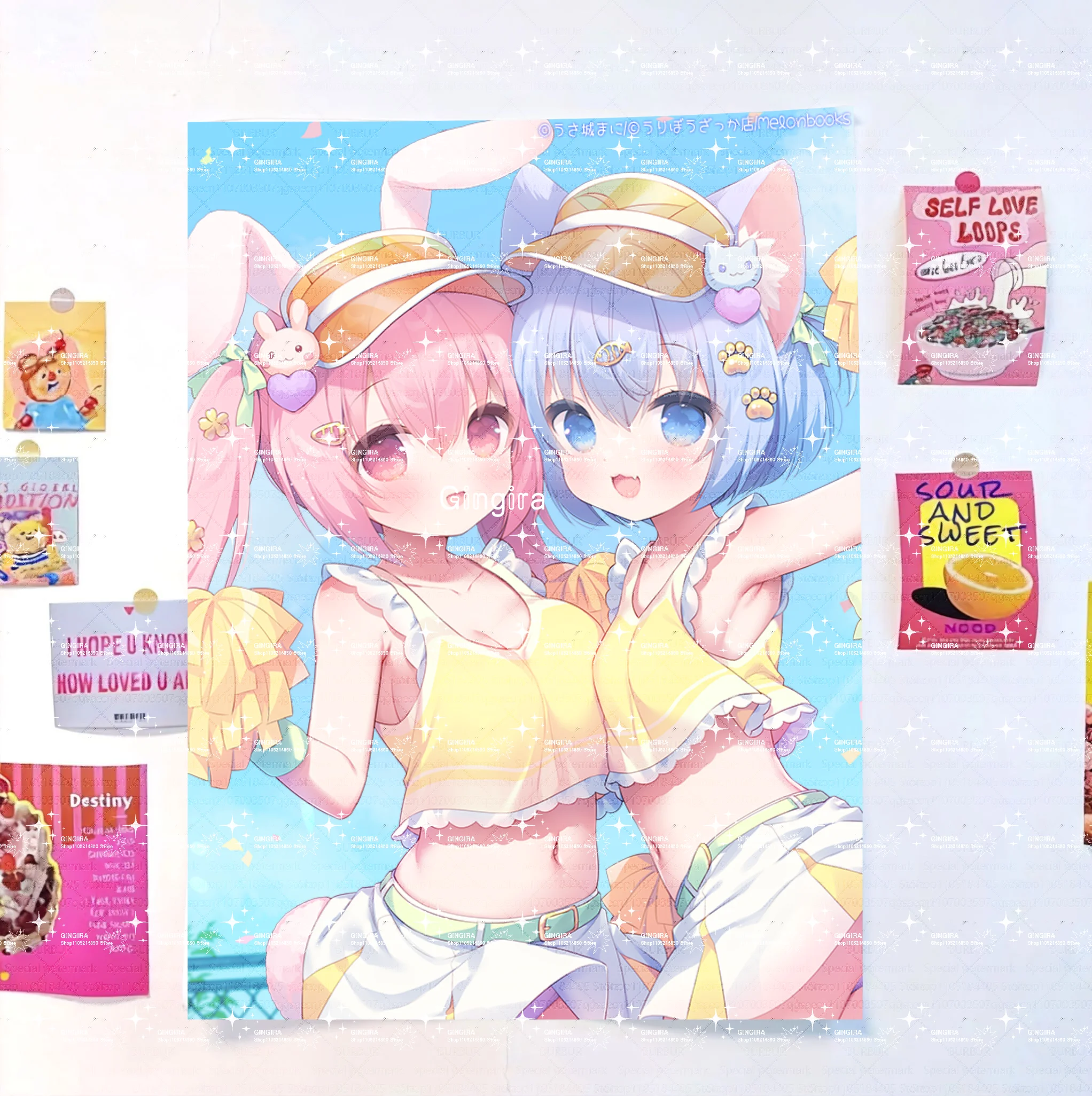 Duo-member cheerleading team of cute summer gir dormitory and bedroom decoration, tapestries, wall-hanging fabrics, indoor hangi