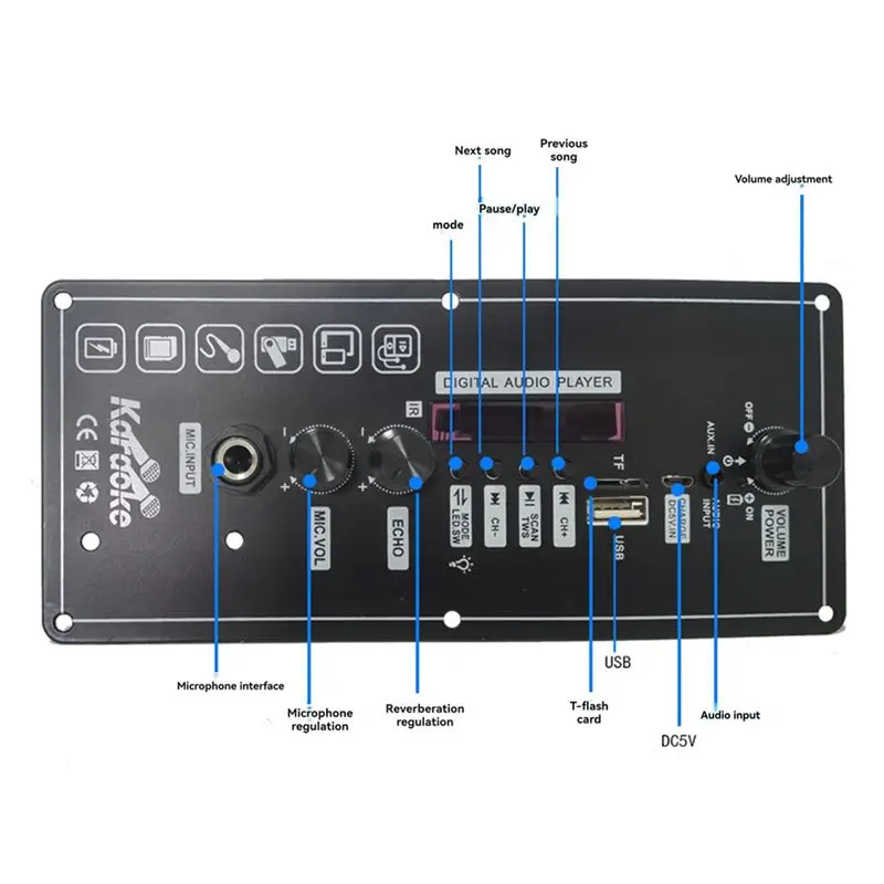 2X Bluetooth Audio 15W Amplifier Board With FM BT Audio Portable Speaker 5V Karaoke Power Amplifier Board MP3 Amplifier