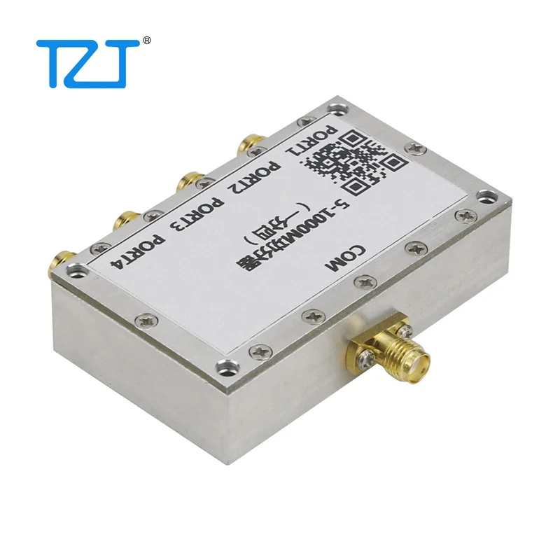 TZT QM-PD4-05100S RF Power Divider Power Combiner 5-1000M Power Splitter SMA Connector One To Four