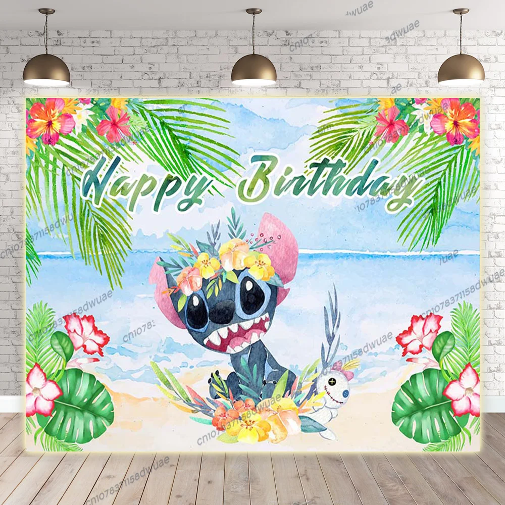 

Disney's Lilo & Stitch Theme Photo Backdrop Baby Shower Photo Background Children's Birthday Party Photography Backdrop