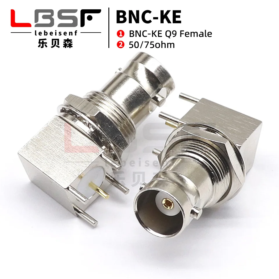 50/75ohm Four-pin BNC socket welding board BNC-KYE connector BNC-KE curved four-pin board Q9 female seat copper