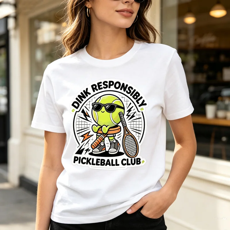 Pickleball T-Shirt Dink Responsibly Pickleball Club Funny Vintage Retro Graphic Tee for Men Women Players Casual Streetwear Gift
