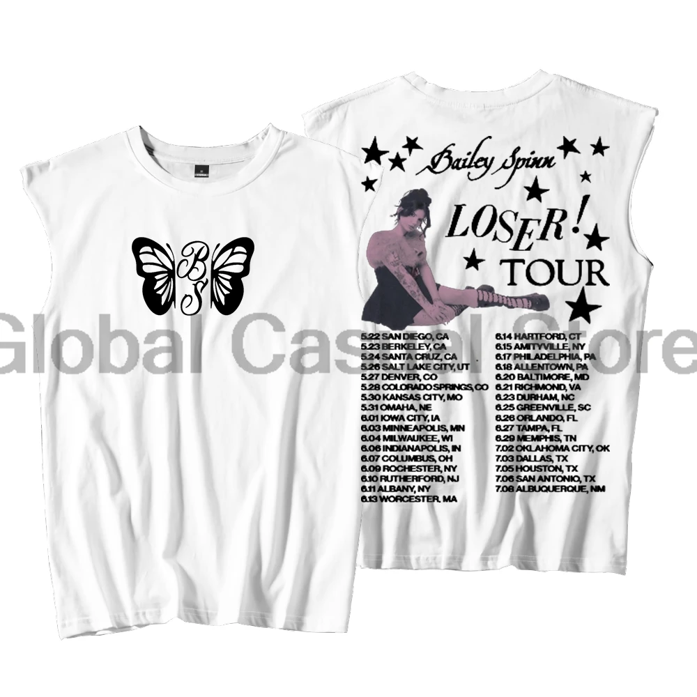 بيلي سبين لوزر تور 2025 تانك القمم للجنسين بلا أكمام الشارع الشهير سترة الرجال النساء ملابس رياضية في الهواء الطلق القمم