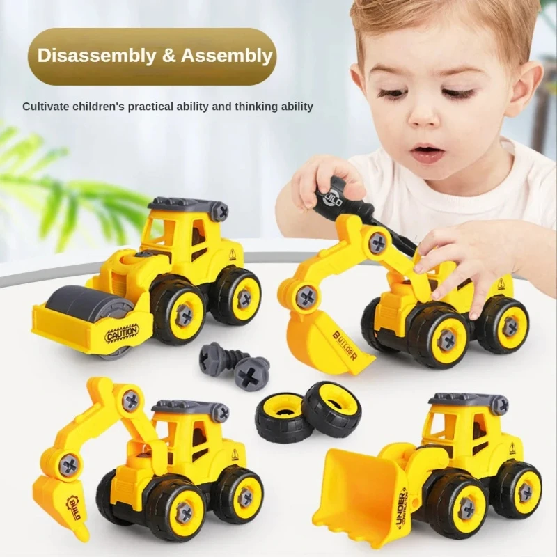 

1PC Engineering Vehicle Toy Kids Construction Excavator Tractor Bulldozer Fire Truck Model DIY Screw Game Boy Toys Children Gift