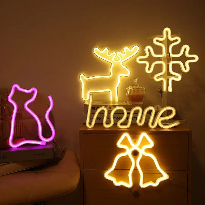 Christmas Tree Neon Light Signs USB Powered LED Neon Lights Christmas Festival Decoration Ornaments Holiday Lights Wall Decor