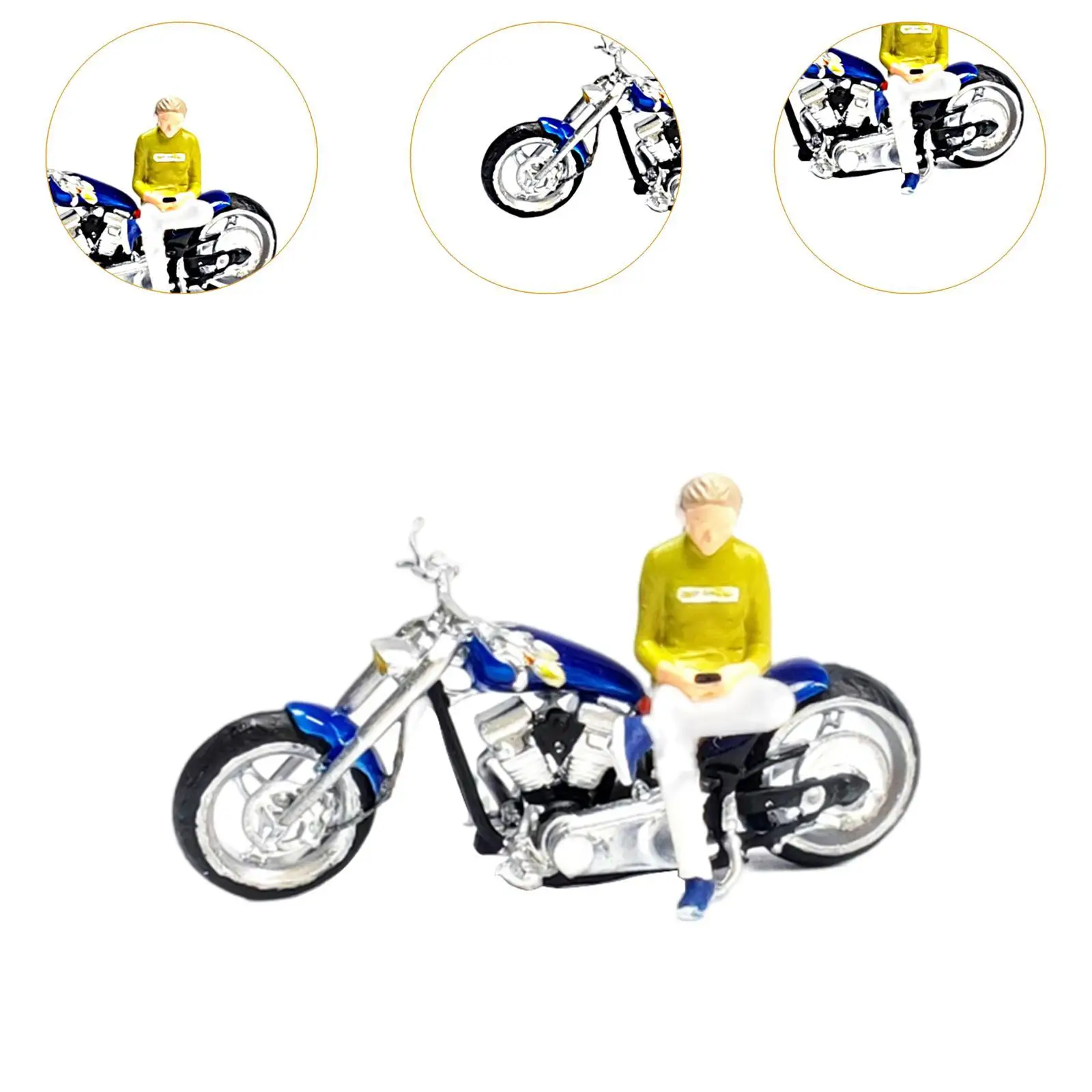 Diorama de modèle de personnes, décor de scène de bricolage, objets de collection, modèle de moto, 1/64