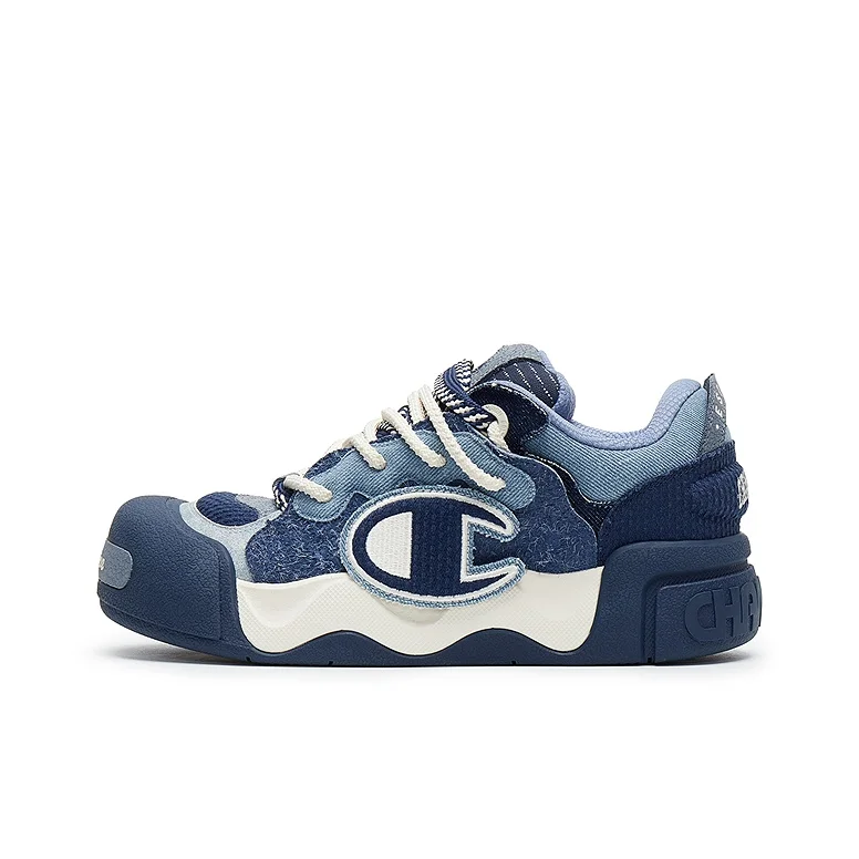 Champion Puff Big Head Shoes AutoSkate V1 Chaussures de skateboard basses pour hommes Bleu marine/Bleu intemporel