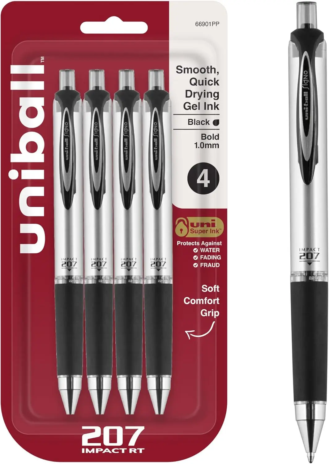 

Smooth Writing Gel Pens, Bold 1.0mm Tip, Black Ink, Set of 4 for Office and School Use