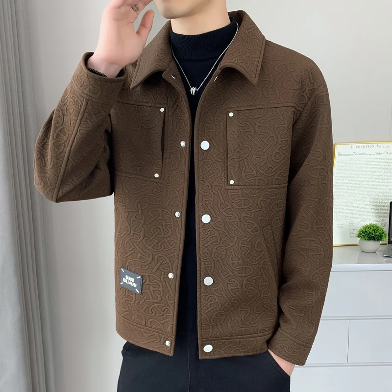 

Casual Collared Jaet for Middle-aged And Young Men Mature Sle Versatile Outerwear Spring Autumn Simple High-end Feeling N...