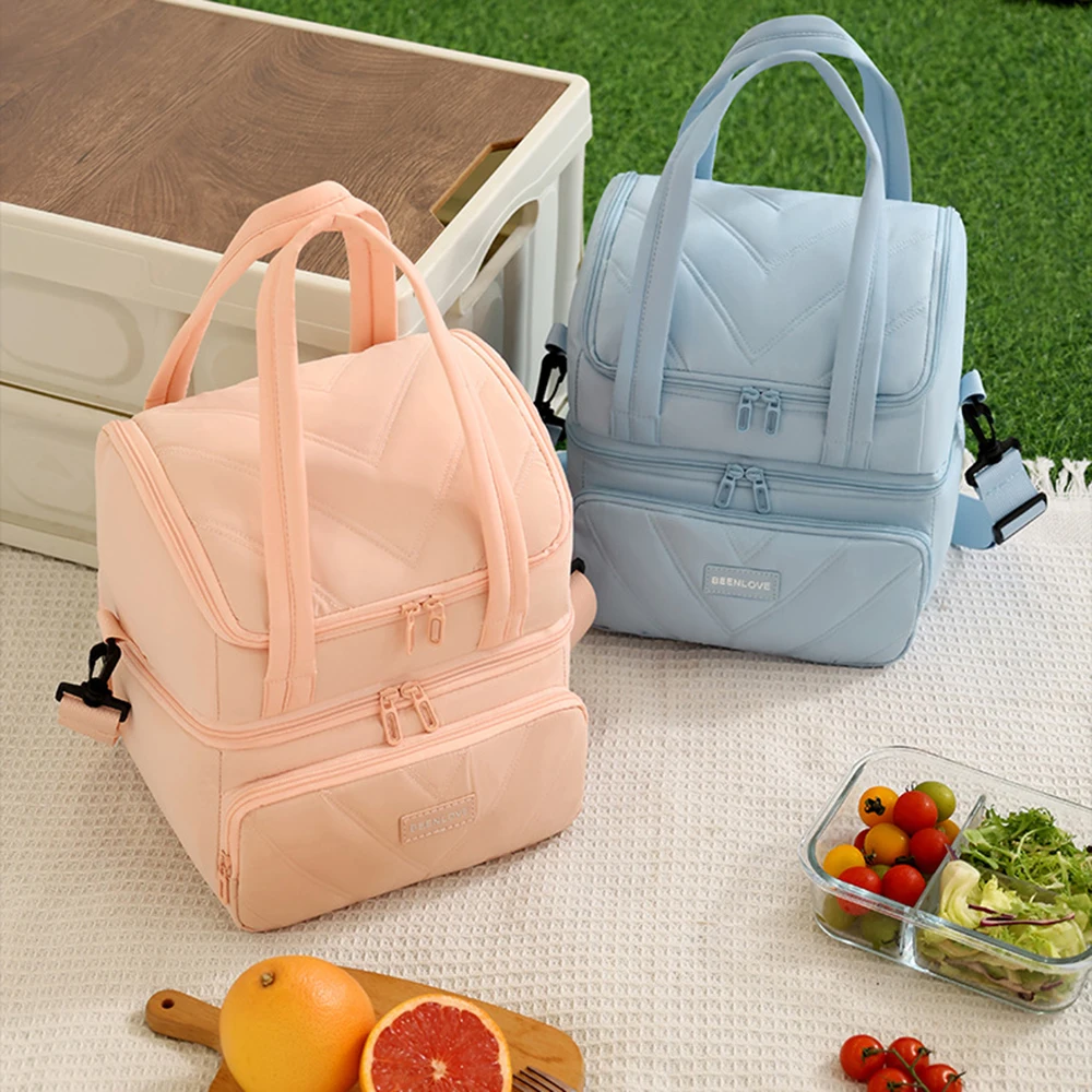 Personalized Logo Insulated Lunch Bag Multi Layer Large Capacity Leakproof Stain Resistant Tote for Work School Camping Picnics