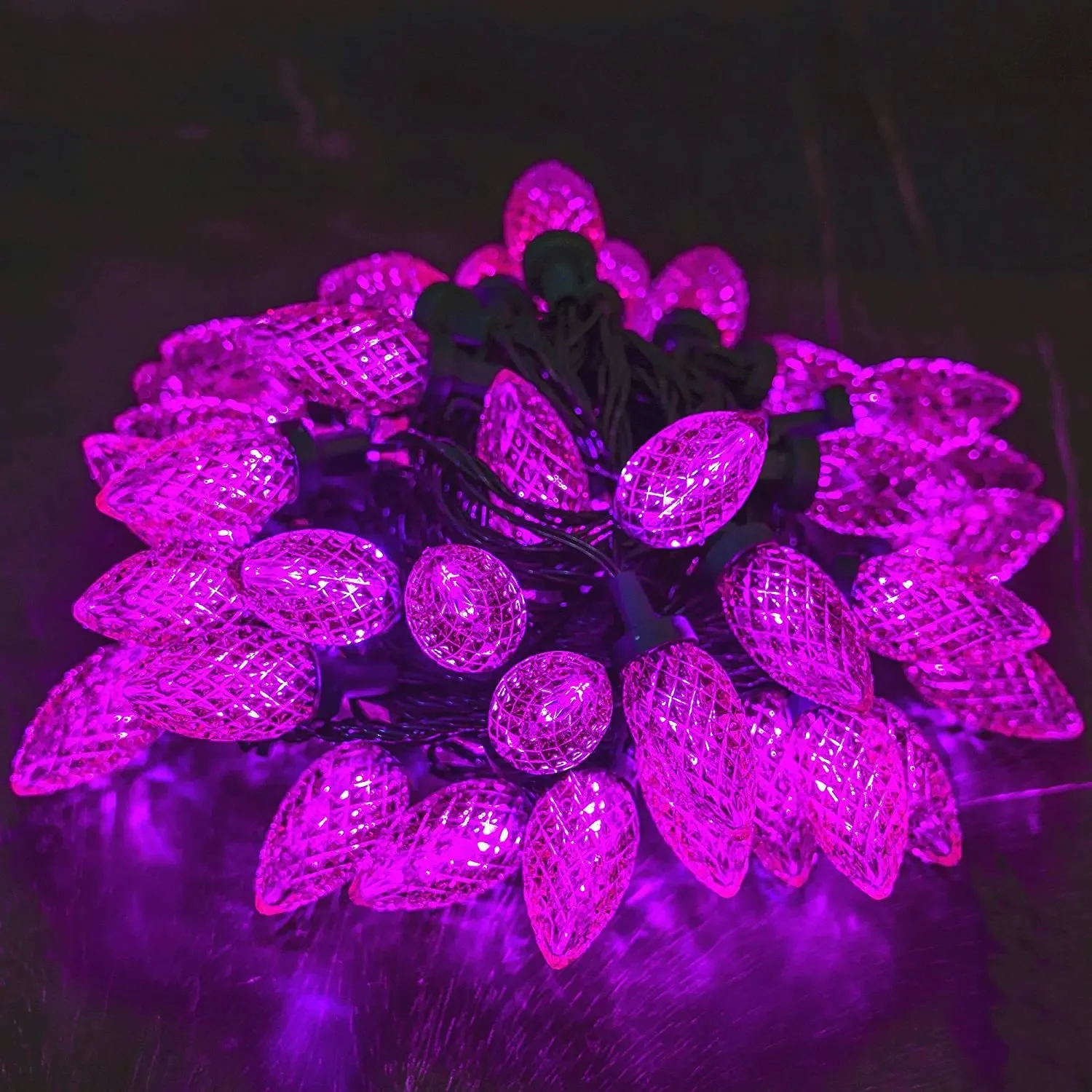 2Pcs/Lots Strawberry String Lights Pointed Lights Christmas Decorations Home Hanging Lights String Lamps Pine Cones