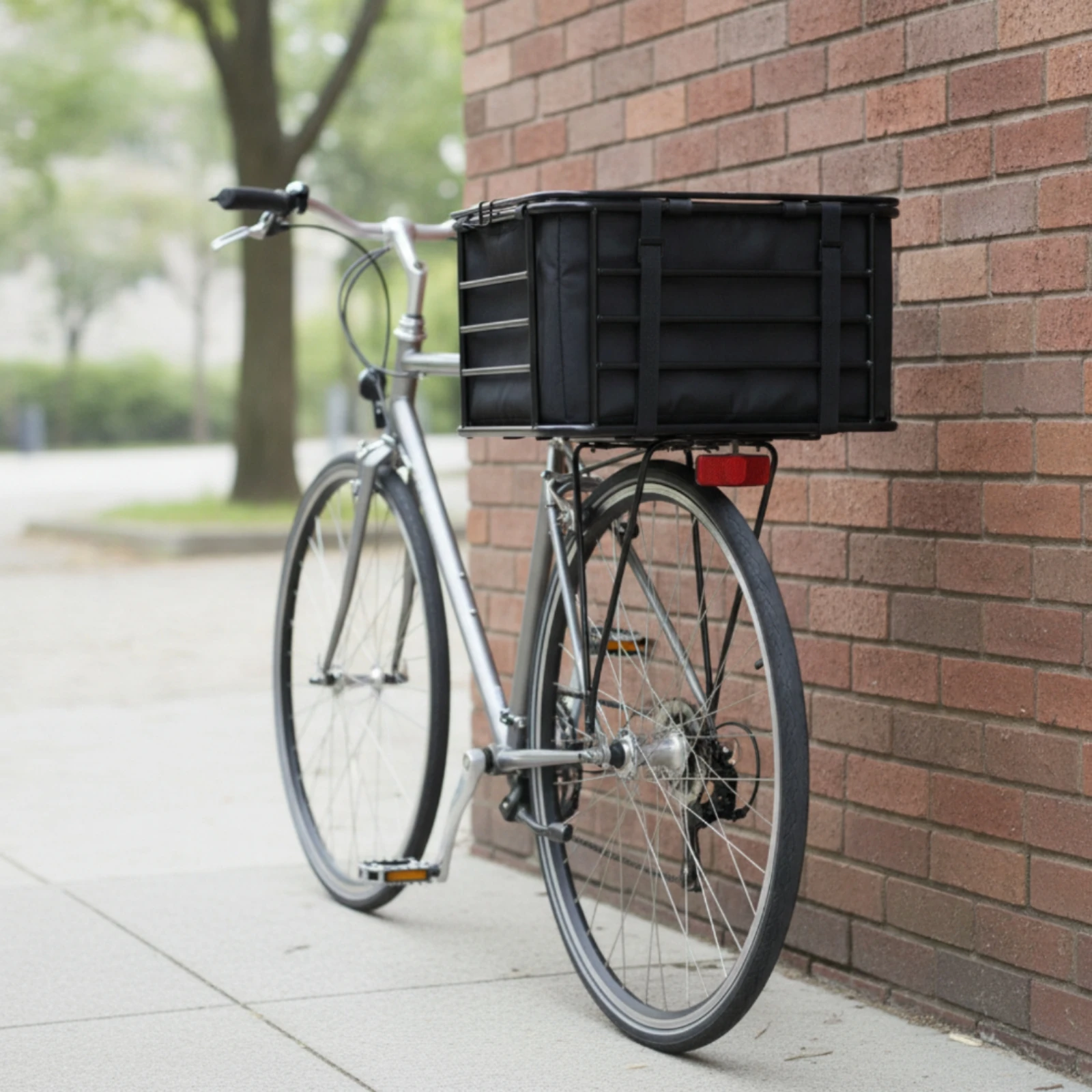 Pipe-Style Metal Bike Cargo Basket Enclosed Metal Bike Rear Basket Rigid Sturdy for Neighborhood Rides, Outdoor Cruising
