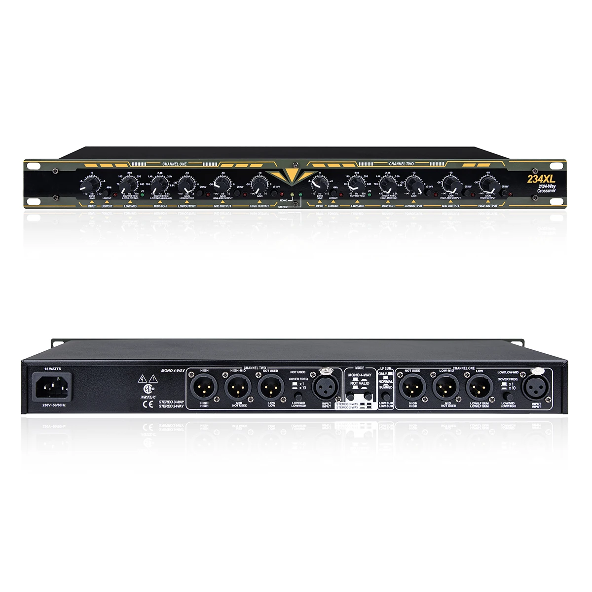 FSWIRI 224XL/234XL Periféricos de Áudio Estéreo Profissionais - Crossover de 2/3 Vias e Mono de 4 Vias com Conectores XLR, Material em Liga