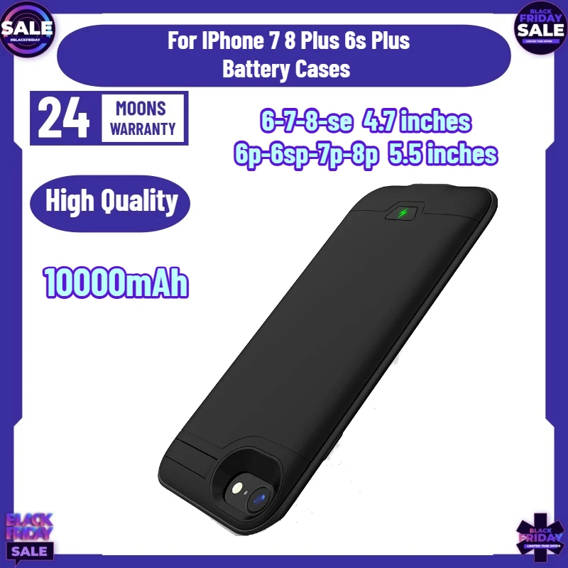 Чехол-аккумулятор 10000 мАч для iPhone 7/8 Plus/6s Plus, силиконовый чехол с внешней батареей для зарядки
