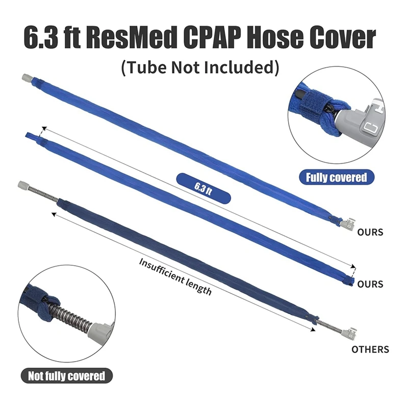 ABBN-6.3 FT CPAP Hose Cover For Resmed Climatelineair Airsense 10 & 11, CPAP Tube Cover , Insulated Fabric Wraps
