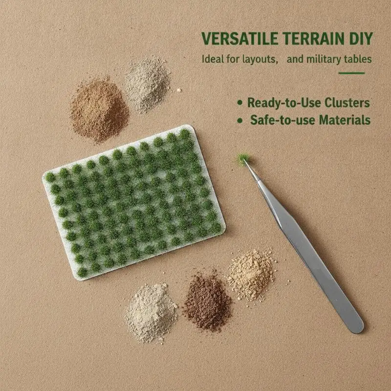 91Pcs Mini Farmland Static Railroad Terrain Miniature Scenery Tufts Model Bushy Static Grass Microlandscape Model