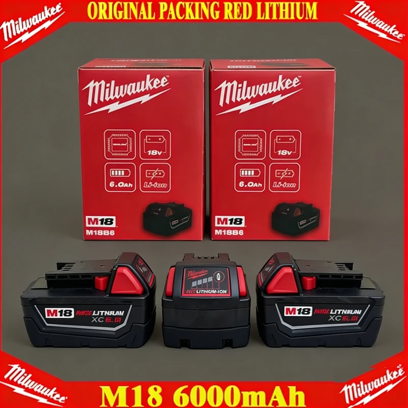 

100% Original M18 Milwaukee Battery18V 6000mAh M18B6 M18B5 Suitable for Milwaukee Power Tools Rechargeable Lithium Battery