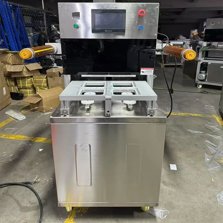 Small Business Automatic Tray Sealing Machine/ Nitrogen Vacuum box Tray Sealer/ Meat Fruit Atmosphere Box Packaging Machine