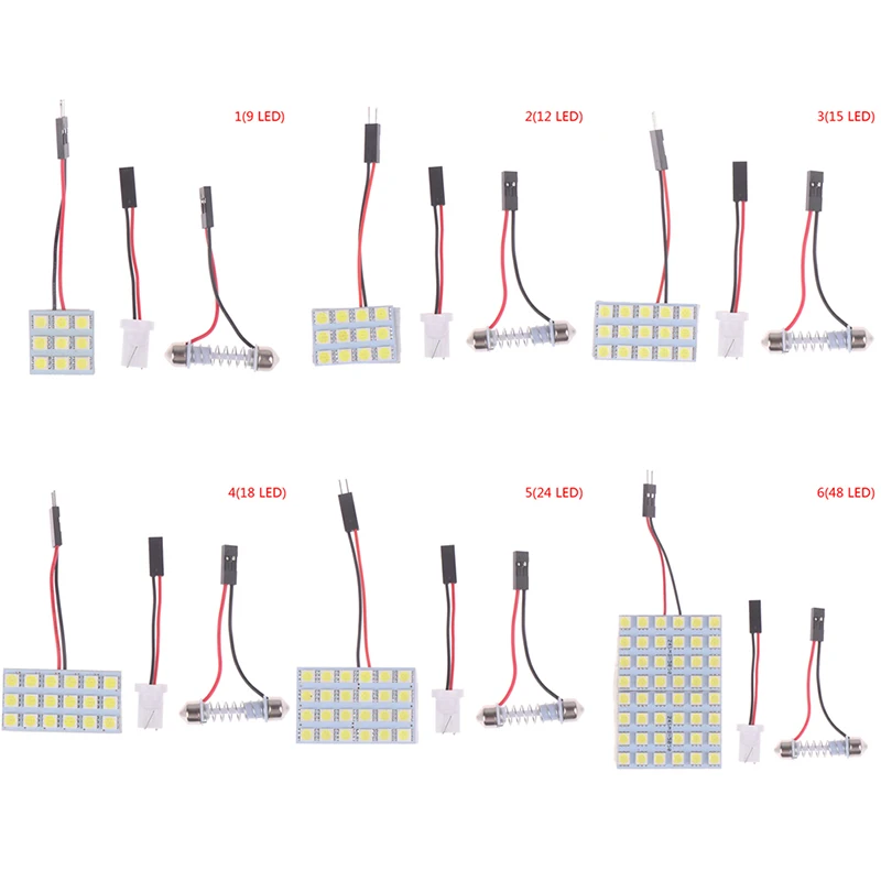 Wnętrze samochodu 5050 białe światło led panel lampa smd t10 żarówka do lampy kopułowej festoon ba9s 12v 5w