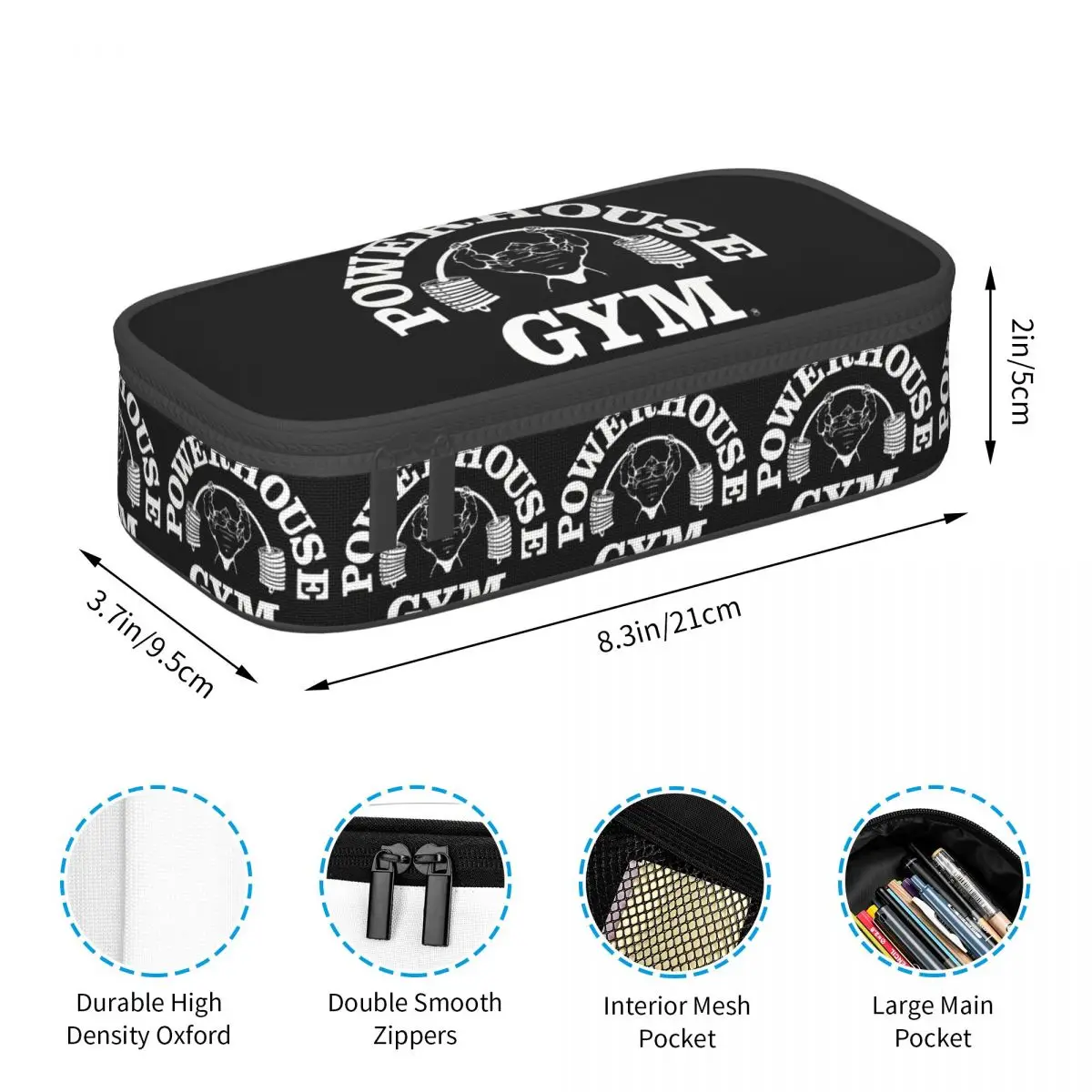 Powerhouse Gym Fitness Building Muscle Pencil Cases Pencil Pouch Storage Stationery Supplies Large Capacity Pen Box Pencil Bag
