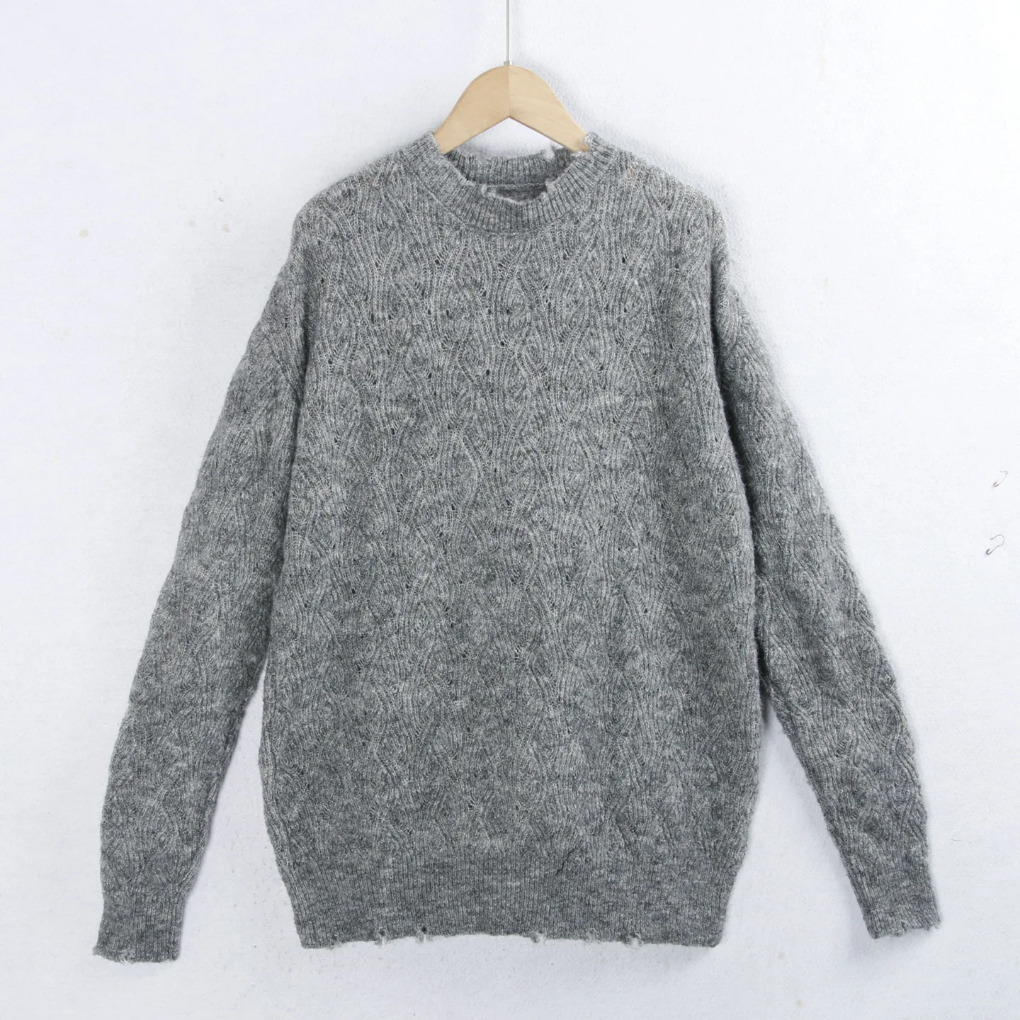 

Knitted Sweater Large Size round Ne Faionable Hole Design Long Sve Hollow out Slimming Versatile Autumn Winter Sweater