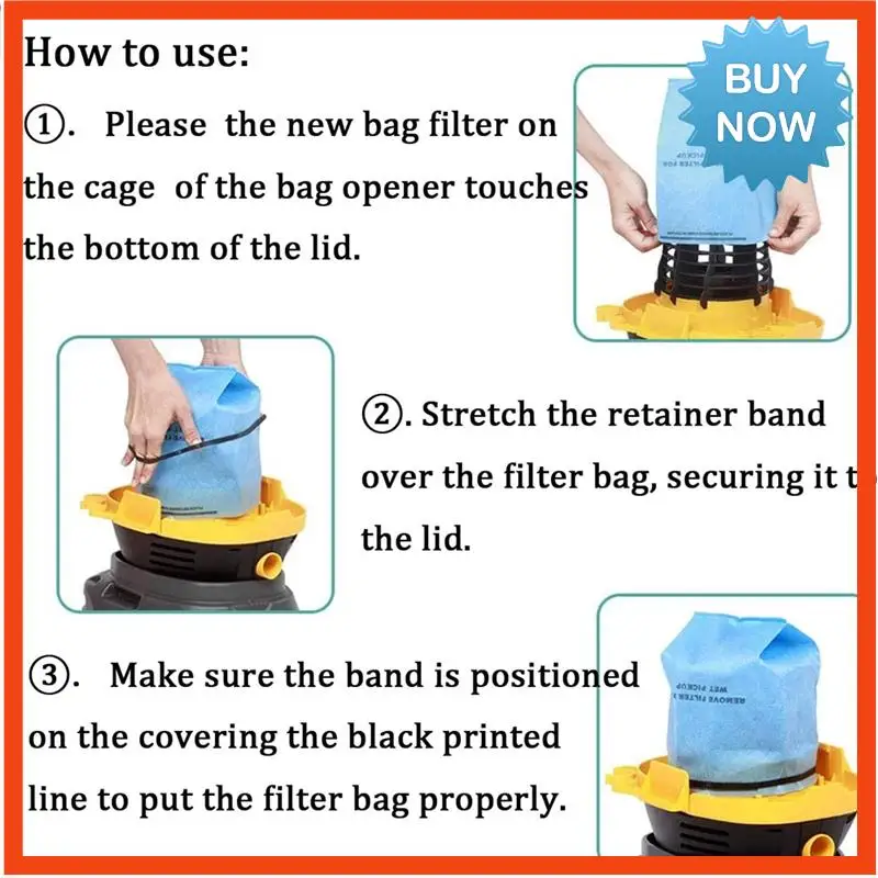 BISM WS01025F2 كيس مرشح الرطب والجاف للحرفي 9-38737 المكانس الكهربائية مع أشرطة الاحتفاظ استبدال VF2000 12 + 4