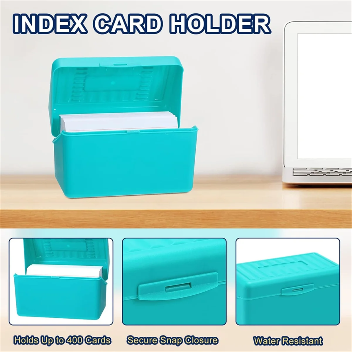 New Index Card Holder Box 3x5In, Flash Note Card Holder Box Organizer Case, 3x5 Index Card Storage File Box, 4 Colors Pack