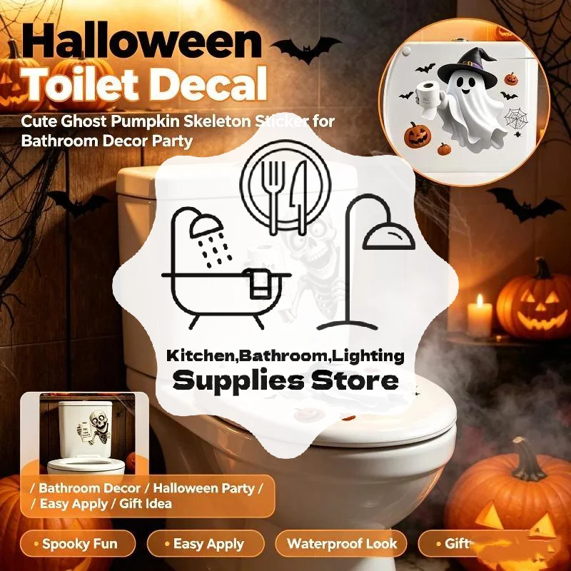 Jet Home Bathroom - Halloween Toilet Seat Stickers Funny Ghost