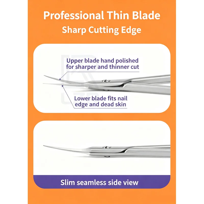 Stainless Steel Cuticle Scissors Dead Skin Remover For Nails Art Clippers Russian Nail Scissors Manicure Curved Tip Scissor