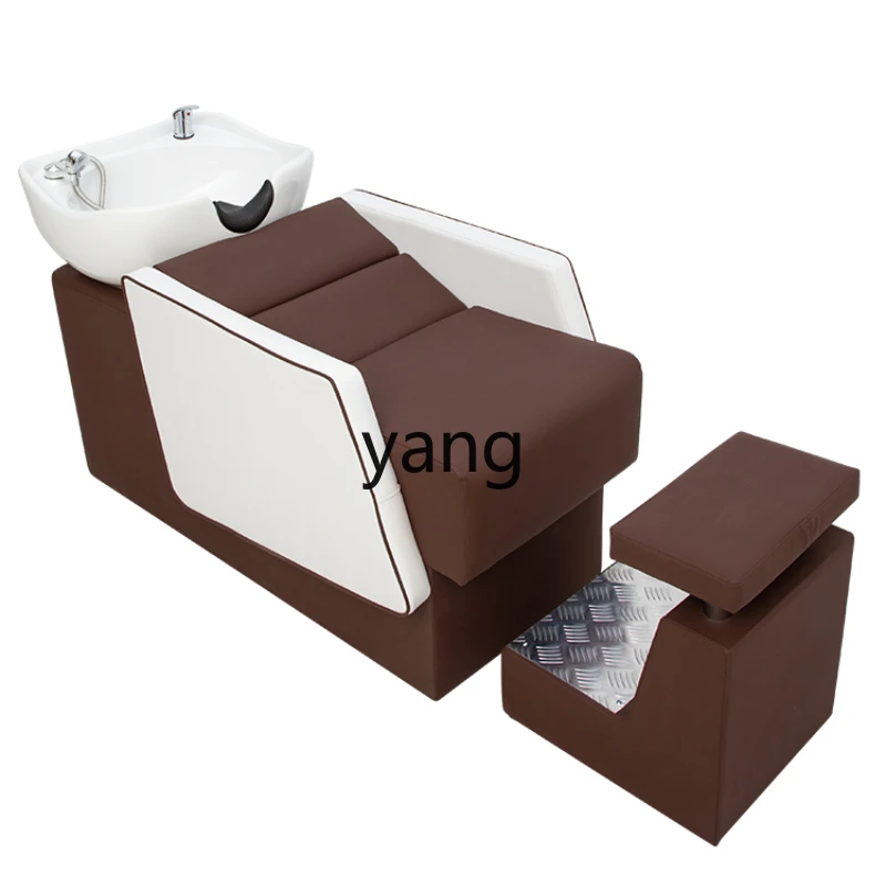 Yjq hair salon ceramic shampoo bed simple hair salon half lying down flush shampoo bed