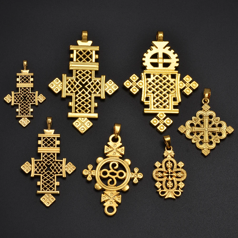 Anniyo Ethiopian Cross Jewelry Pendant Necklaces African Eritrean Habesha Wedding Accessories #182916