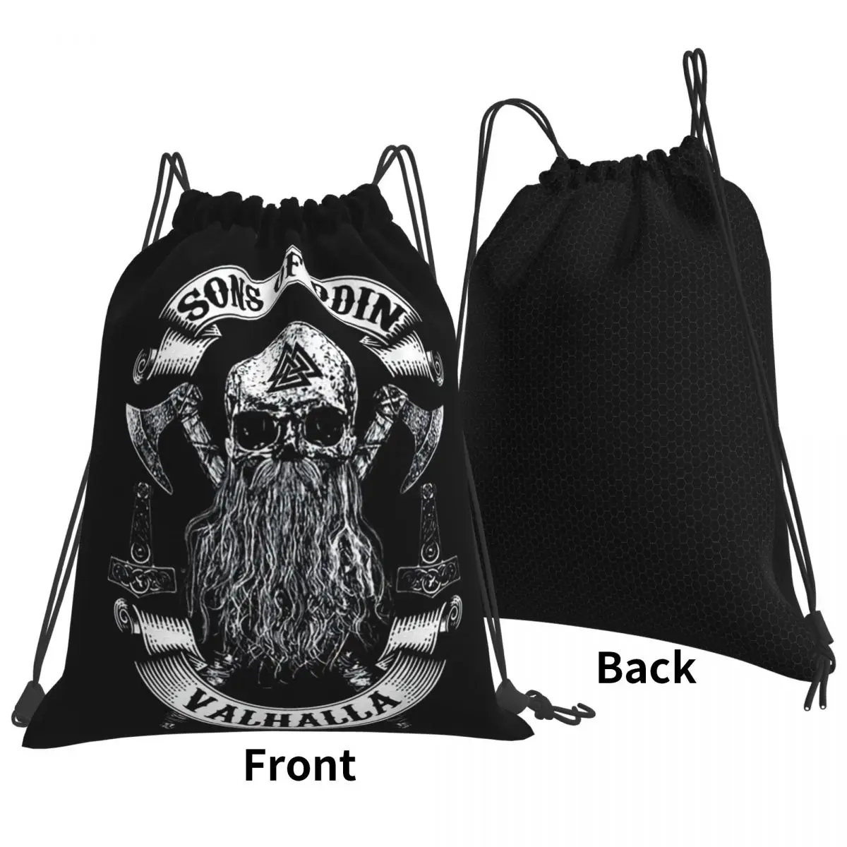 

See You In Valhalla Skull Viking Backpacks Portable Drawstring Bags Sundries Bag Book Bags for Travel School